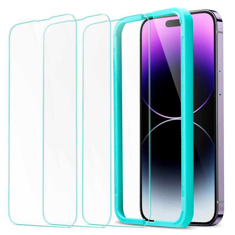 ESR Tempered-Glass Screen Protector Compatible with iPhone 14 Pro Max, with Easy Installation Frame, Military-Grade Protection, Ultra Tough, Scratch Resistant, 3 Pack