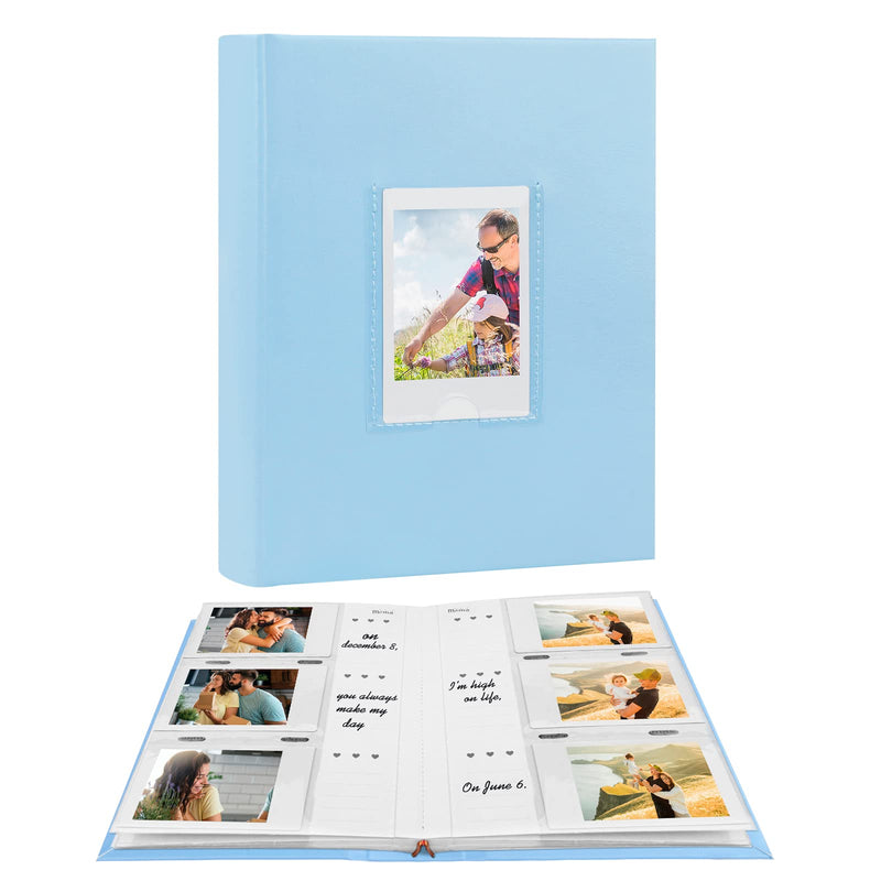 Photo Album for Fujifilm Instax Mini Camera, Polaroid Camera, Instax Photo Album with Memo Areas Mini Polaroid Photo Album Book 180 Pockets for Fujifilm Instax Mini 11 9 8 40 Evo Instant Camera, Blue