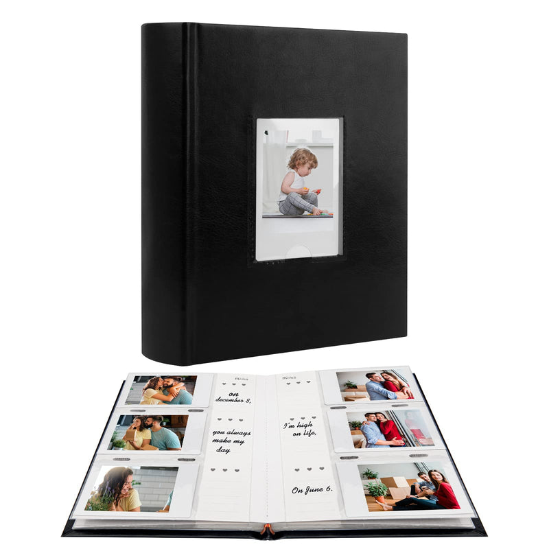 Photo Album for Fujifilm Instax Mini Camera, Polaroid Camera, Instax Photo Album with Memo Areas Mini Polaroid Photo Album Book 180 Pockets for Fujifilm Instax Mini 11 9 8 40 Evo Instant Camera, Black