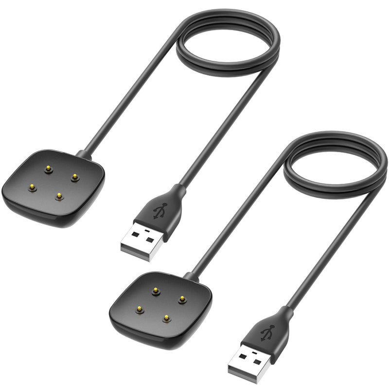 2 Pack Compatible with Fitbit Sense&Versa 3 Charger,Trami Replacement USB Charging Cable Cord Stand for Versa 3/Versa 4/Sense/Sense 2 Watch,3.3ft+3.3ft