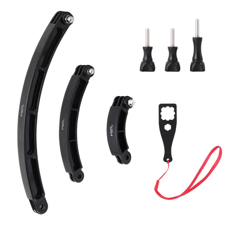 HSU 3 in 1 Curved Extension Arm Kit, Extension Pivot Arm Adjustable Monopod Bracket for GoPro Hero 11/10/9/8/7/6/5 Black,Session 5/4, DJI Osmo Action and More