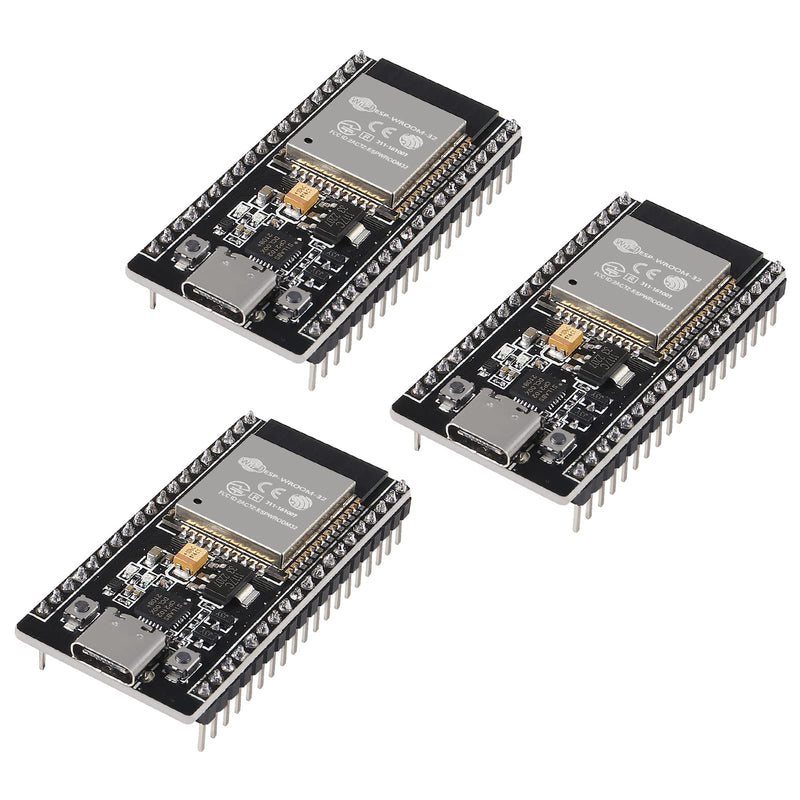 AITRIP 3PCS 38Pins Type-C USB ESP32S ESP32 ESP-WROOM-32 Development Board 2.4GHz WiFi Dual Cores Microcontroller Integrated with Antenna RF Low Noise Amplifiers Filters for Arduino IDE 3PCS Type-C USB