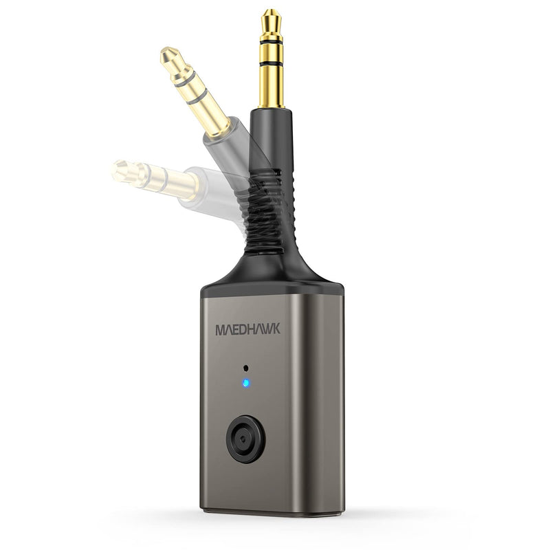 MaedHawk Aux Bluetooth Adapter for Car, Portable Bluetooth 5.3 Car Adapter, Rotatable 3.5mm Bluetooth Wireless Audio Receiver for Car/Home Stereo/Speaker/Wired Headphones, Hands-Free Calls
