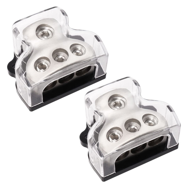 Seamaka 2PCS 3 Way Power Distribution Block,1x 0 Gauge in,3X 4 Gauge Out,Amp Distribution Connecting Block for Car Audio Splitter O-073-2PCS 3 way-T1-2pcs