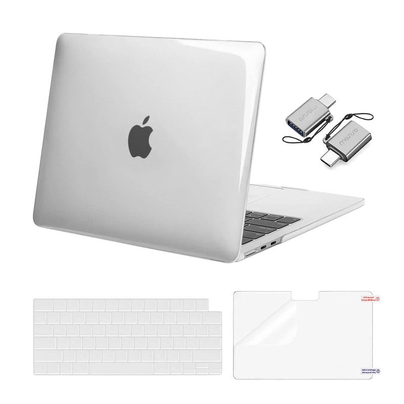 MOSISO Compatible with MacBook Air 13.6 inch Case 2022 Release A2681 M2 Chip with Liquid Retina Display Touch ID, Plastic Hard Case&Keyboard Skin&Screen Protector&Type C Adapter 2 Pack, Crystal Clear