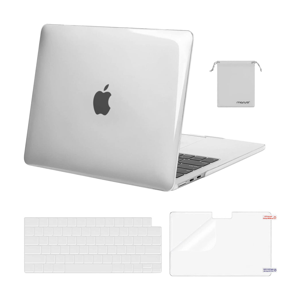 MOSISO Compatible with MacBook Air 13.6 inch Case 2022 Release A2681 M2 Chip with Liquid Retina Display Touch ID, Plastic Hard Shell Case&Keyboard Cover&Screen Protector&Storage Bag, Crystal Clear