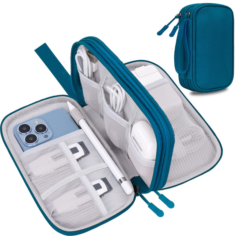 Lacdo Electronic Organizer, Travel Cable Organizer Bag Pouch Tech Electronic Accessories Carry Case Portable Double Layers Charger Case for Cable, Cords, Charger, Phone, Earphone, Power Bank, Green