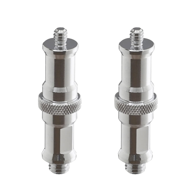 Alluneitter 2 Pieces Standard 1/4 to 3/8 inch Metal Male Convertor Threaded Screw Adapter Spigot Stud for Studio Light Stand, Hot Shoe/Cold Shoe Adapter, Ball Head, Wireless Flash Receiver, Trigger
