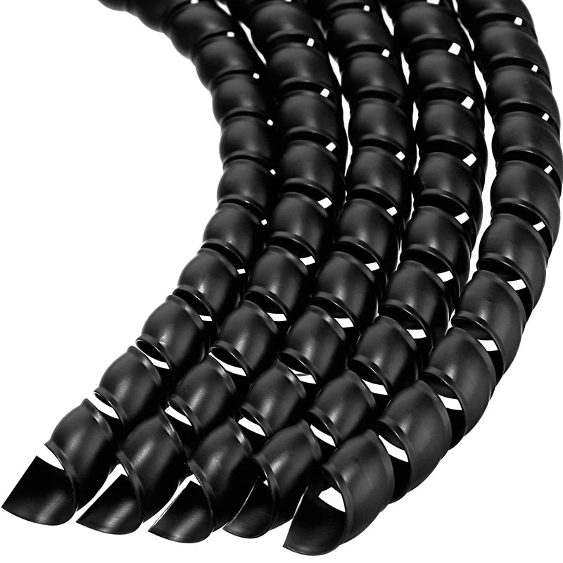 10 mm Dog and Cat Cord Protector Spiral Cable Wire Protector Sleeve Covers 5 Pcs/ Pack for Cord to Protect Your Pets from Chewing Through Insulated Cables (24.6 Ft, Black) 24.6 Ft