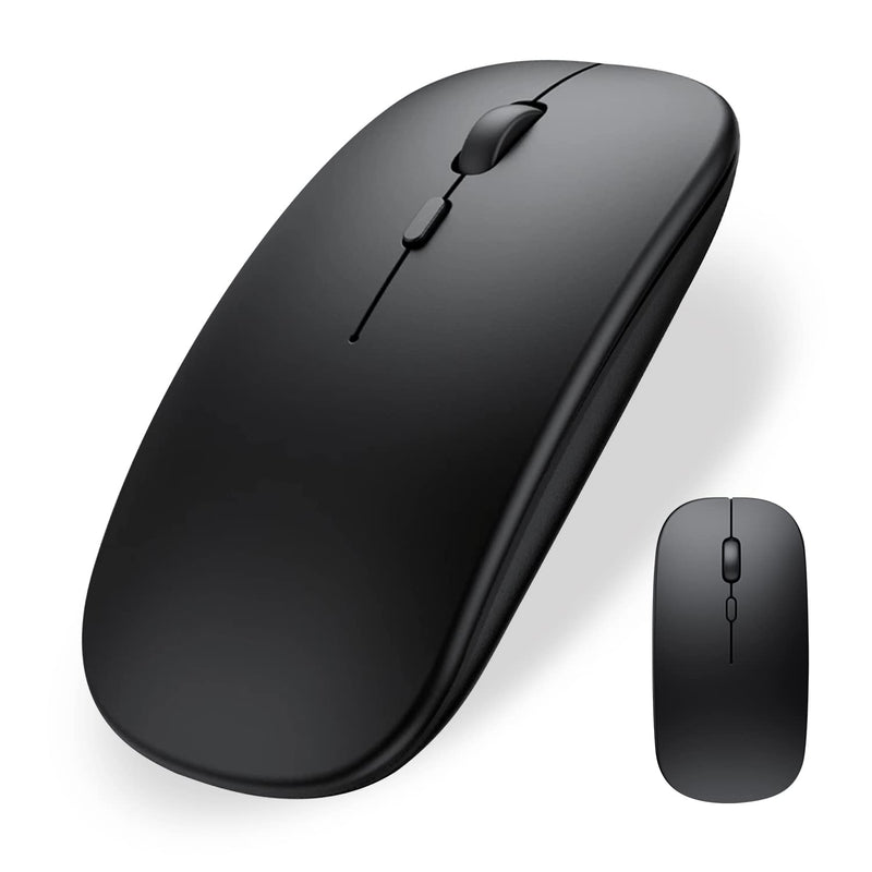 Wireless Bluetooth Mouse for iPad/MacBook Pro/Air /Laptop/pc Rechargeable Silent Mouse Portable Slim for Surface Pro/Lenovo/ Samsung Tablet (Black) Black