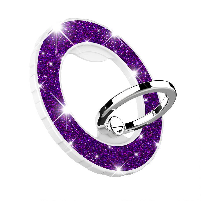 Magnetic Phone Ring Holder for magsafe,DATIMIRA Glitter Magnetic Grip Compatible with iPhone 14 13 12 Pro max,Pro,Plus,Mini Mag Safe Accessories,Adjustable Kickstand Wireless Charging,Deep Purple