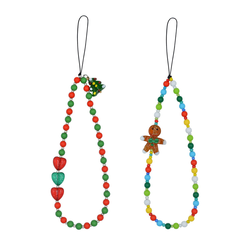 TUCAI Christmas Beaded phone charms Christmas Tree Phone Chain Handmade Rainbow Acrylic Beads Keychain for Women Girls style 2