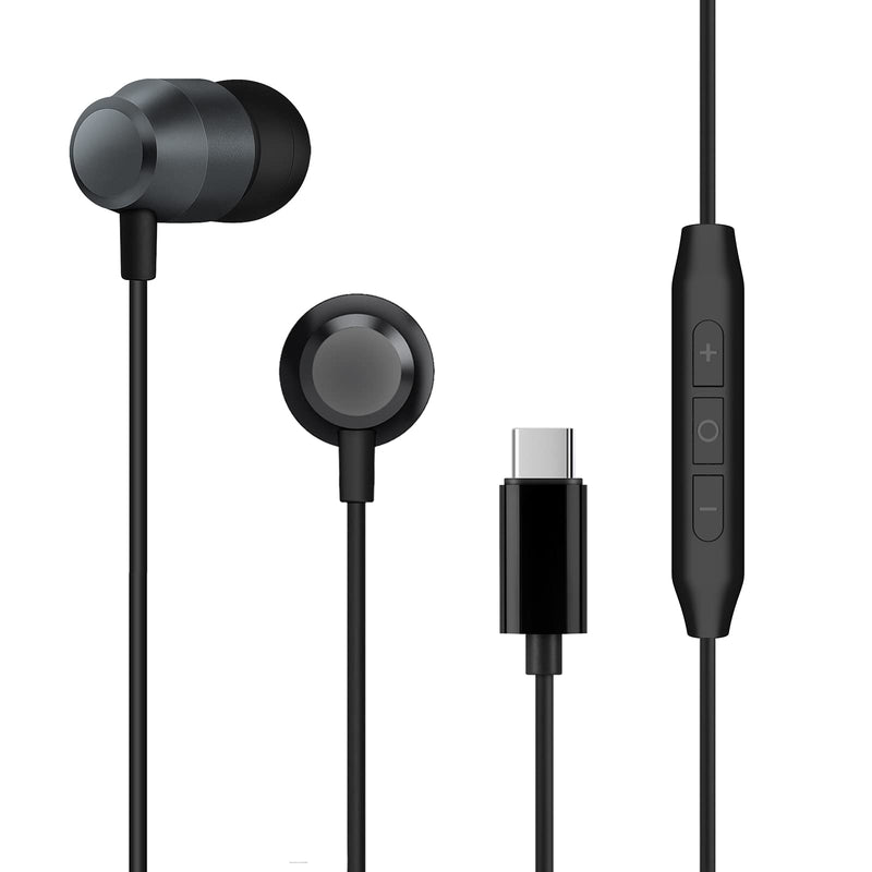 PALOVUE USB C Headphones Earbuds, in-Ear Type C Magnetic Earphones with Microphone Compatible with Samsung Galaxy S22 S21 Ultra S20 FE Note 20 10, Google Pixel 7 6 5 4, One Plus 9 8 7T, Black USB-C Connector