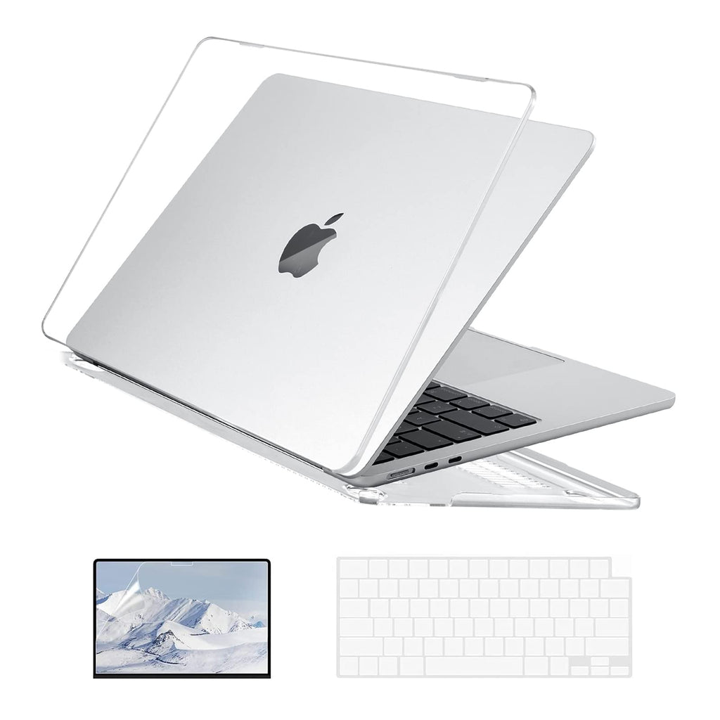 EooCoo Compatible with New MacBook Air 13.6 inch Case 2022 A2681 M2 Chip with Retina Display，Plastic Hard Shell Case + TPU Keyboard Skin Cover + Screen Protector - Crystal Clear