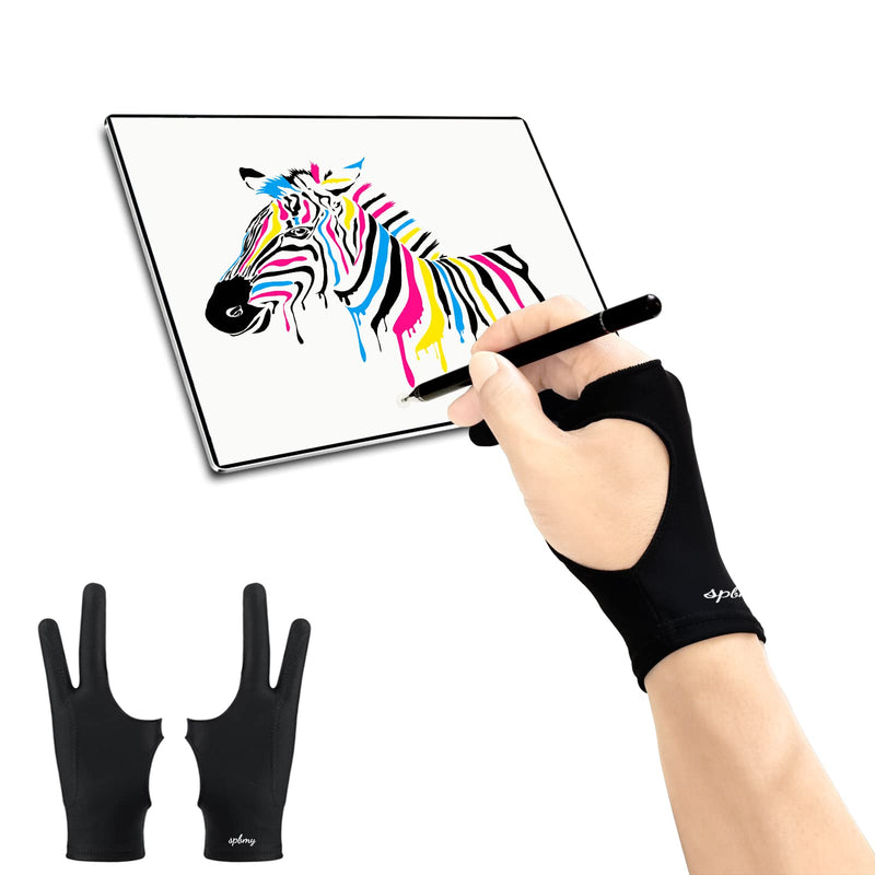 Digital Drawing Glove 2 Pack,Two-Finger Artist Glove for Drawing Tablet, Paper Sketching, iPad, Art Glove Suitable for Left and Right Hand S