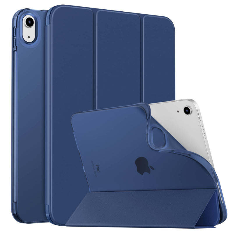 MoKo Case for New iPad 10th Generation Case 2022, iPad 10.9 Case with Soft TPU Translucent Frosted Back Cover, Slim Shell Stand Protective Case with Auto Wake/Sleep, Support Touch ID, Navy Blue