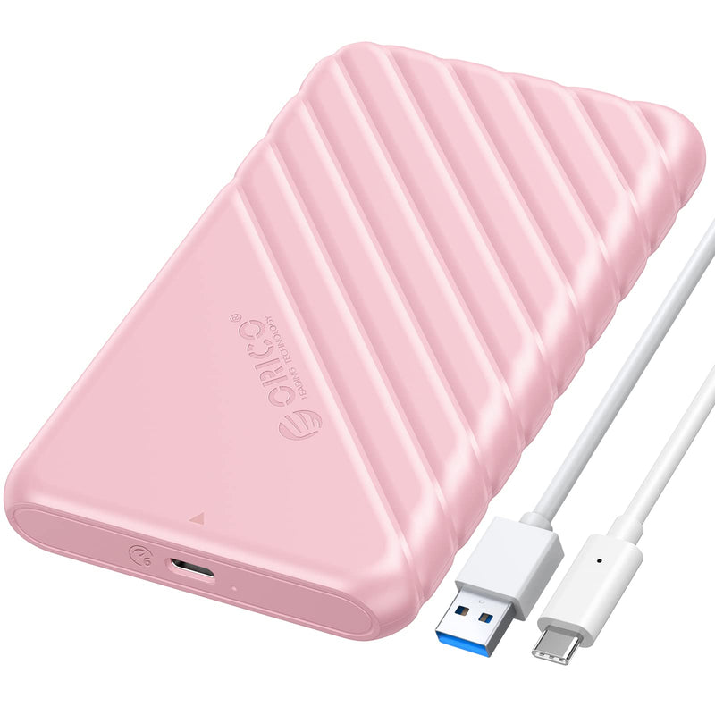 ORICO 2.5 inch USB C Hard Drive Enclosure USB 3.1 Gen 2 to SATA III External Hard Drive Case for SSD HDD 9.5 7mm Tool-Free with UASP, Pink (25PW1-C3) 25PW1-C3-PK