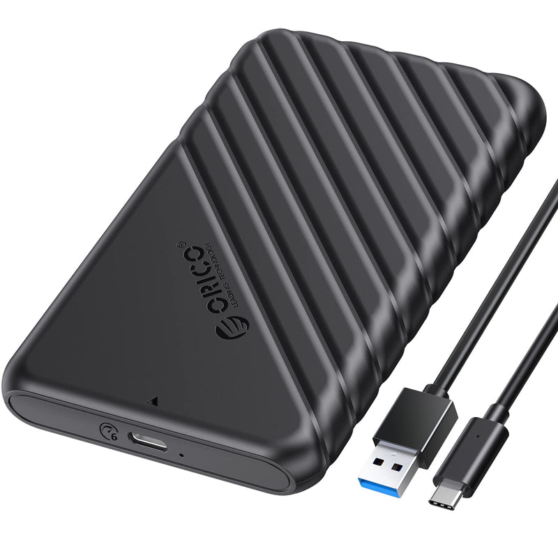 ORICO 2.5 inch USB C Hard Drive Enclosure USB 3.1 Gen 2 to SATA III External Hard Drive Case for SSD HDD 9.5 7mm Tool-Free with UASP, Black (25PW1-C3) 25PW1-C3-BK