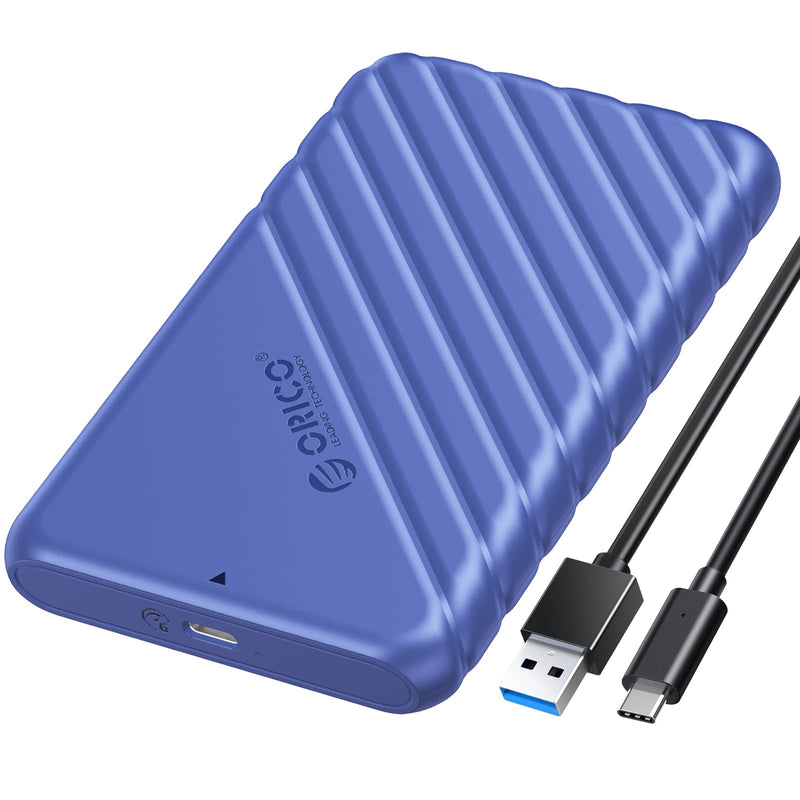 ORICO 2.5 inch USB C Hard Drive Enclosure USB 3.1 Gen 2 to SATA III External Hard Drive Case for SSD HDD 9.5 7mm Tool-Free with UASP, Blue (25PW1-C3) 25PW1-C3-BL