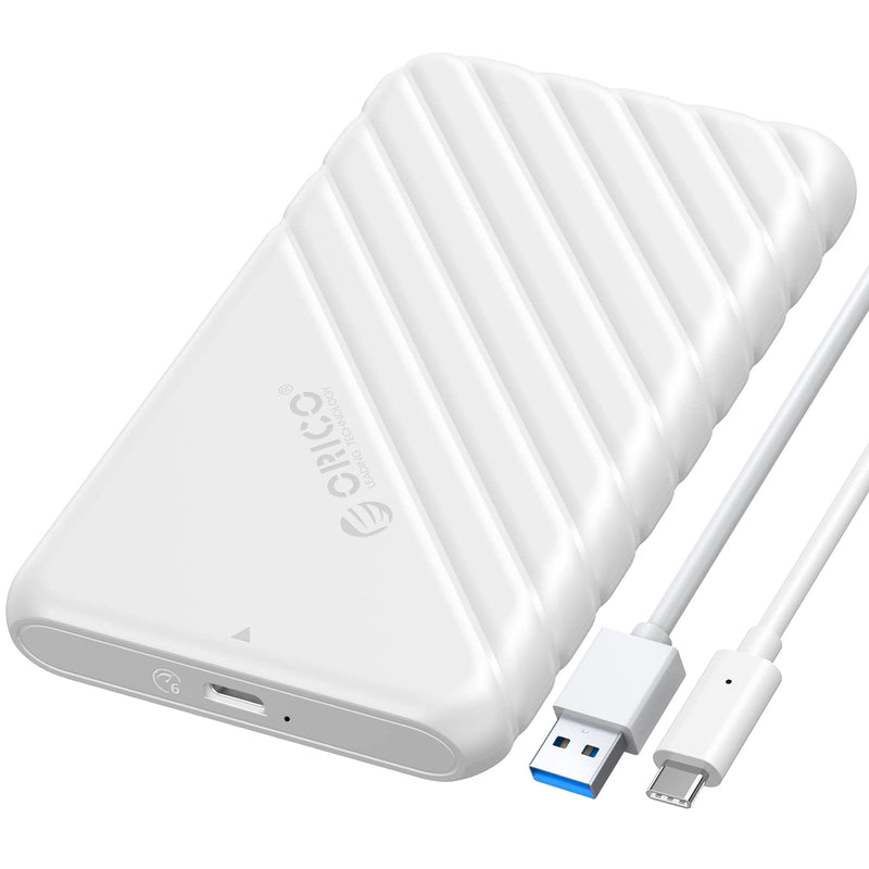 ORICO 2.5 inch USB C Hard Drive Enclosure USB 3.1 Gen 1 to SATA III External Hard Drive Case for SSD HDD 9.5 7mm Tool-Free with UASP, White (25PW1-C3) 25PW1-C3-WH