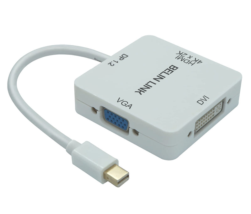 Mini DP to HDMI VGA DVI Adapter,Mini DisplayPort to VGA Adaptor for Surface Pro 6 5 4 3 Video Display Thunderbolt to DVI Converter for Mac,MacBook Pro,Air,HDMI Surface Book to TV,Projector,Monitor… white