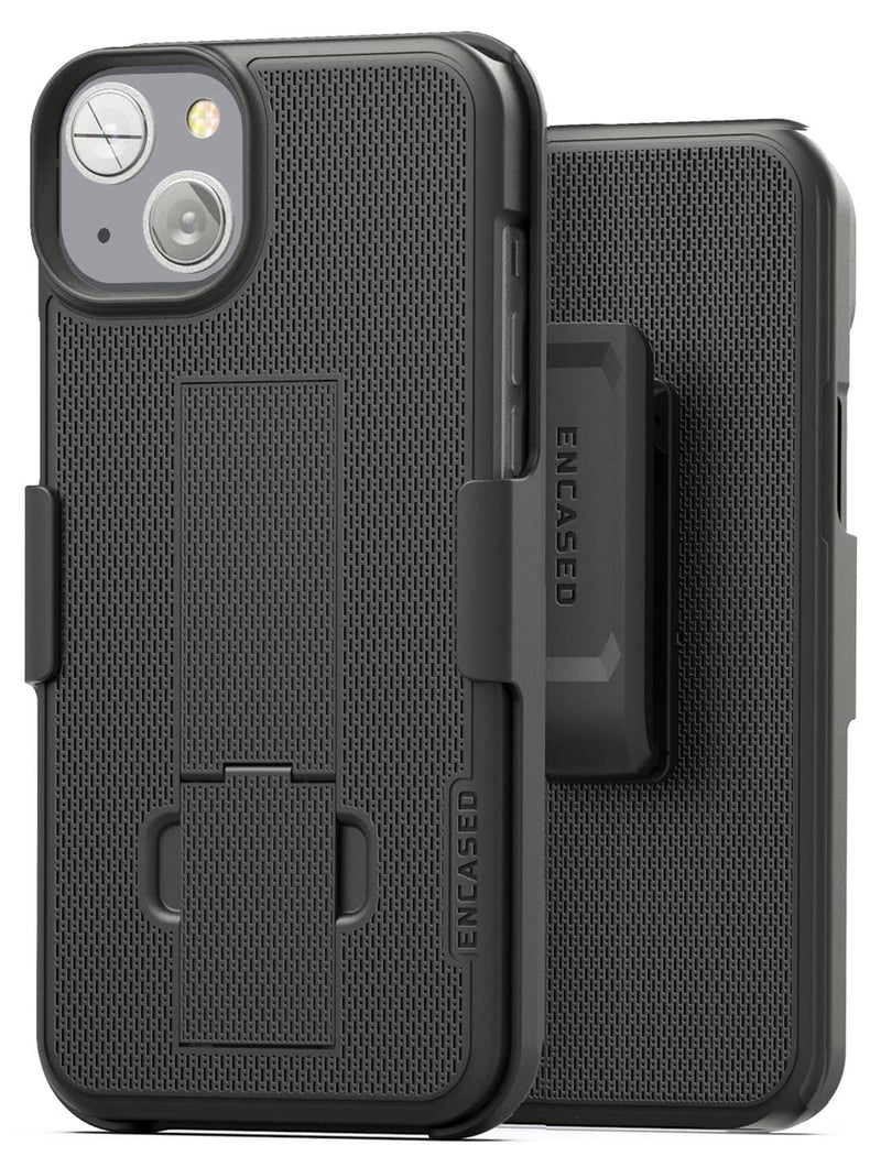 Encased DuraClip Holster Case for iPhone 14 Plus 6.7" (2022) Belt Clip with Kickstand - Black