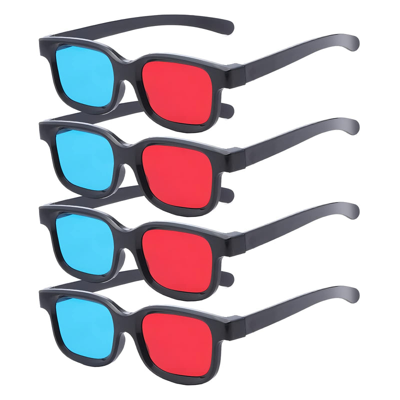 Red-Blue 3D Glasses, 3D Viewing Glasses for Viewing 3D Movies/Games and Pictures in Red-Blue Formats, Compatible with Ordinary Computer Monitors/TVs/Projectors Etc - Home Theater Glasses 4pcs Red-Blue 3D Glasses