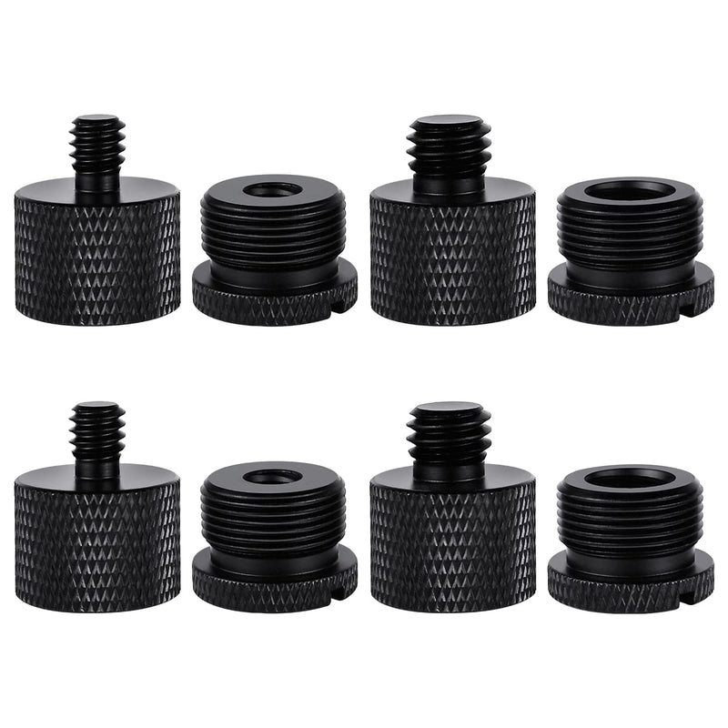 8 Pack Mic Stand Adapter, Male Camera Screw Adapter Thread 5/8 Female to 3/8 Male and 3/8 Female to 5/8 Male Mic Thread Adapter Set for Microphon Camera Tripod (Black)