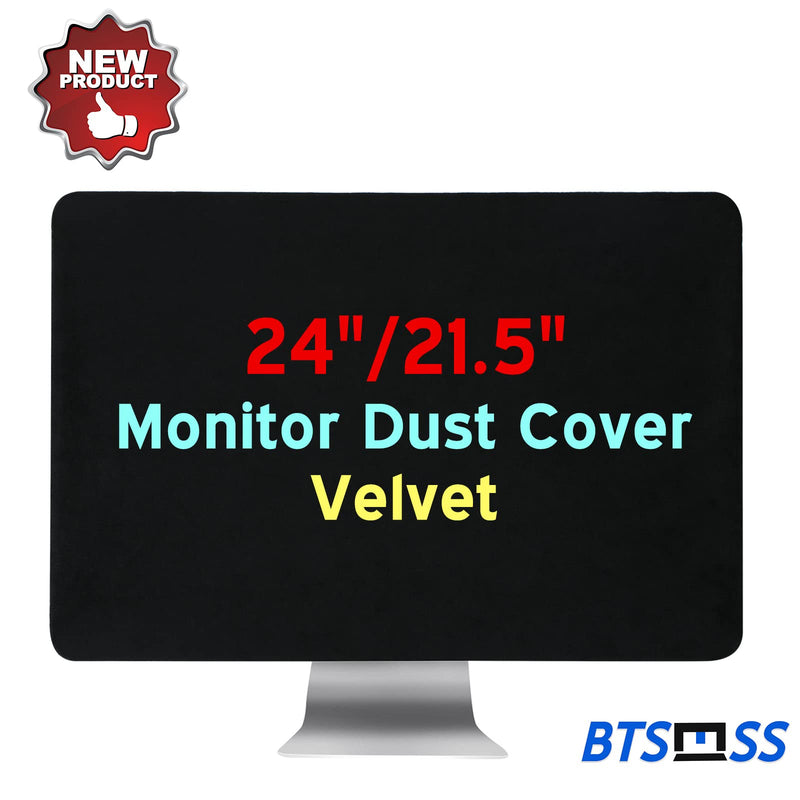 21.5" 24" Computer Monitor Dust Cover Velvet, 21.5 Inch and 24 Inch Screen Protective Sleeve Compatible with iMac Desktop Computer (Black) 21.5" 24" Computer Monitor Dust Cover