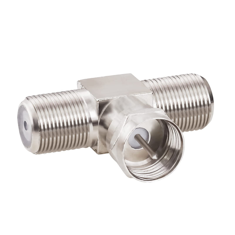 Goupchn F-Type Coax Cable Splitter Combiner Adapter 3 Way Connector F Male to Dual F Female RG6 1 Pack for TV, Video, Antenna Cable, Satellite, VCR