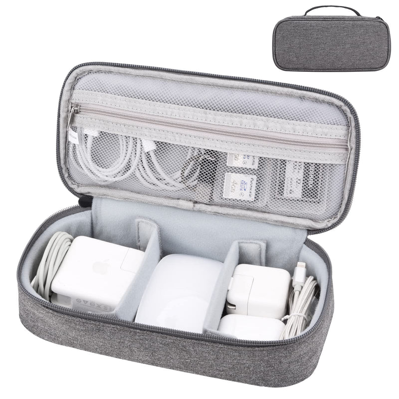 Tech Organizer Travel Case, Electronics Carrying Pouch Bag for Cable, Charger & Cords, External Power Bank, Portable Hard Drive (Dark Grey) Large Dark Grey-L