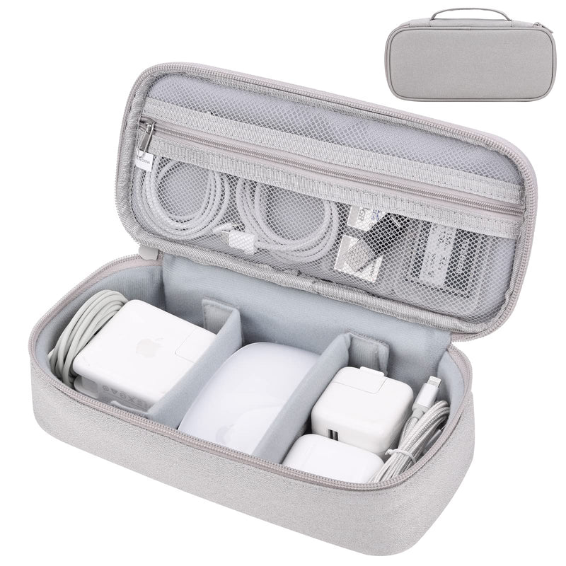 Charger Organizer Case, Travel Accessories Pouch Bag for Cable & Cords, External Hard Drive, Portable Power Bank (Light Grey) Large Light Gray-L