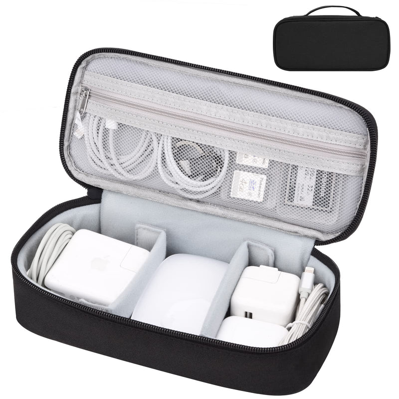 Cable Organizer Bag, Electronics Carrying Case for Charger & Cords, External Hard Drive, Portable Power Bank (Black) Large Black-L