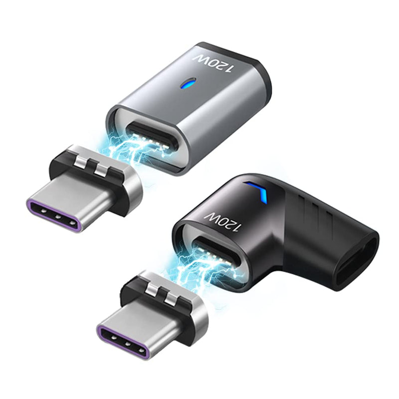 USB C Magnetic Adapter Straight 100w + Magnetic USB C Adapter Right Angle Black Fast Charging 5Pin 480Mbps Data Transmission straight + right angle black 5pin