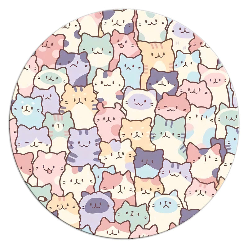 Round Cute Cat Mouse Pad,Small Non-Slip Rubber Cat Mousepads,Computer and Laptop Cat Mouse Mat for Office Desk Gaming Decor,7.9x7.9x0.12inch(02-Cat) 02-Cat