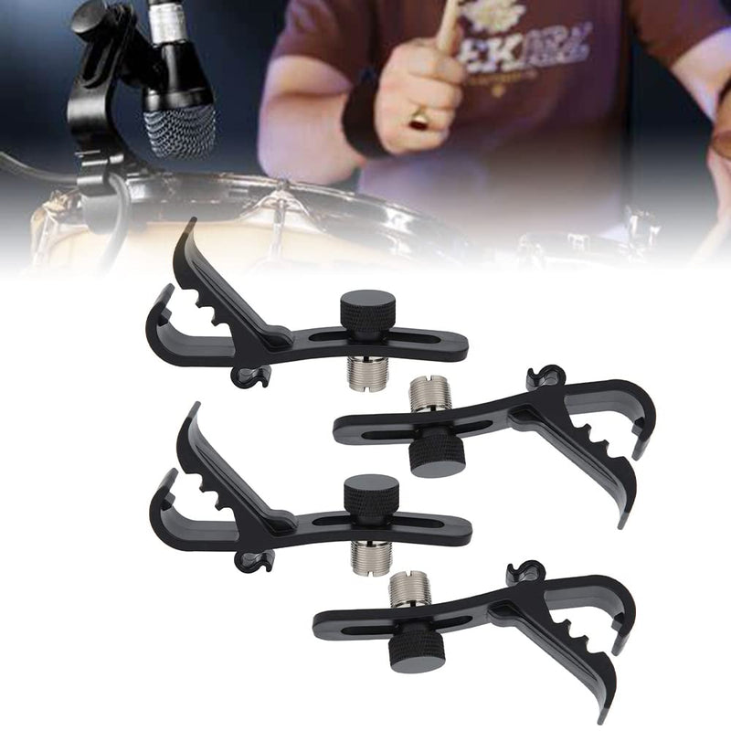 Drum Microphone Clip, 4Pcs Microphone Drum Mount, Drum Rim Mic Clips, Drum Microphone Clamp, Shockproof Drum Microphone Securing Clip Musical Instrument Supplies