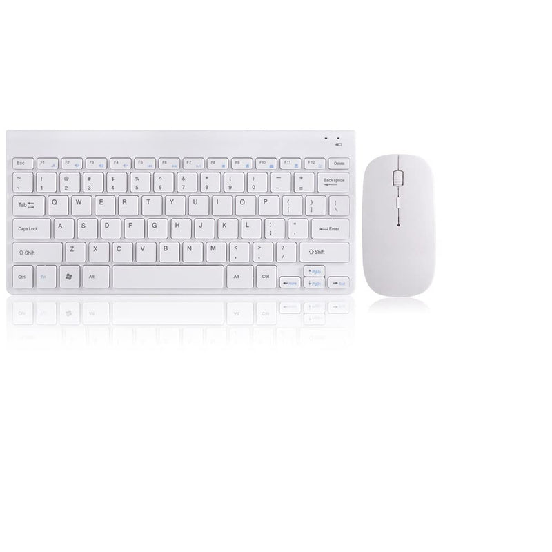 Wireless Keyboard and Mouse Combo, Compact Quiet Wireless Keyboard and Mouse Set 2.4G Ultra-Thin Sleek Design for Windows, Computer, Desktop, PC, Notebook, Laptop (White) White