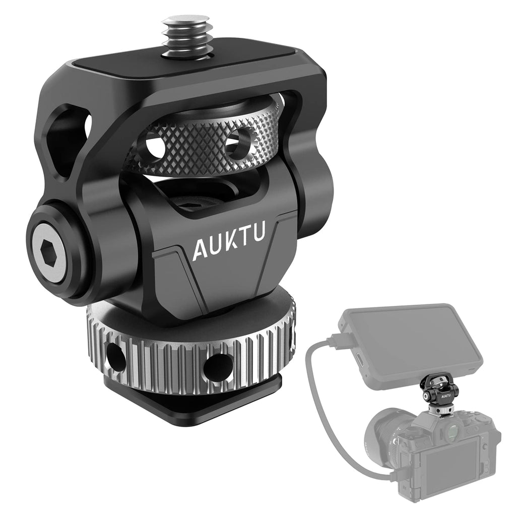 AUKTU Camera Monitor Mount Swivel 360° and Tilt 180° Adjustable DSLR Monitor Mount with Cold Shoe Mount for 5 inch and 7 inch Monitor-T2001