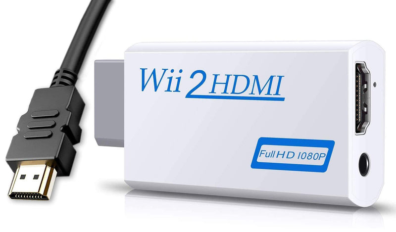 Wii Hdmi Converter Adapter, Wii 2 Hdmi Converter 1080P Output Video Audio, 3.5mm Audio Jack, with 5ft High Speed HDMI Cable, for All Wii Display Modes