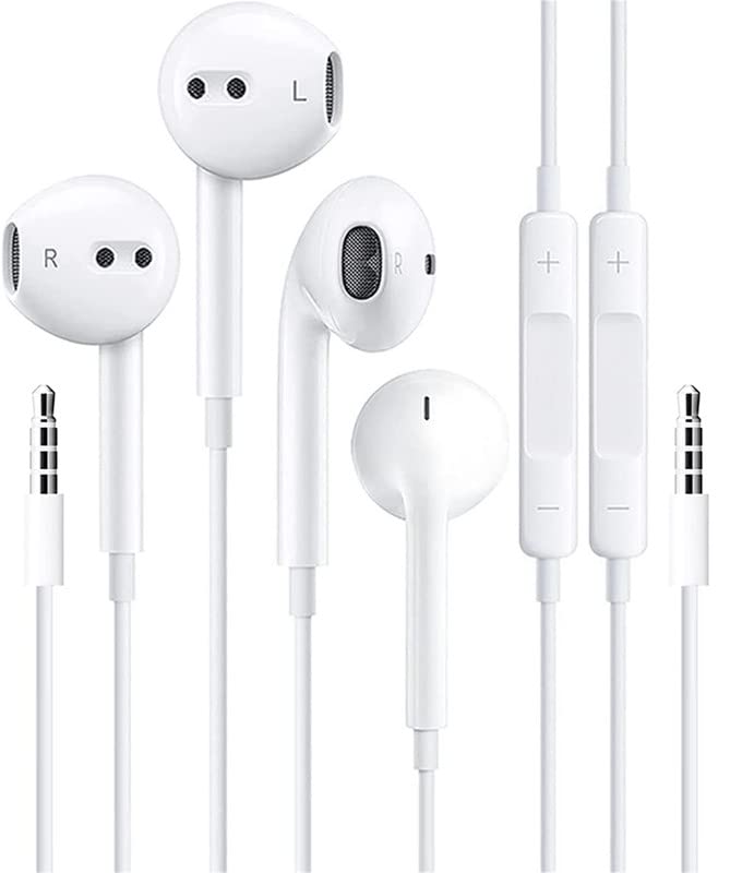 2 Pack Wired Apple Earbuds/Headphones/Earphones with 3.5mm Wired Earbuds [Apple MFi Certified] with Mic, Volume Control Compatible with iPhone,iPad,iPod,Computer,MP3/4,Android Most 3.5mm Audio Devices 3.5mm 2PC