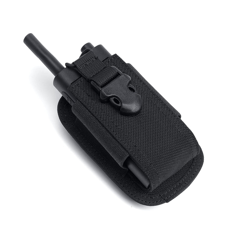 TACNEX Universal Radio Holster Tactical Radio Holder Elastic Walkie Talkies Pouch Two Ways Radio Nylon Case w/ MOLLE Strap Duty Belt Clip for Police Leo Security Firefighter Rescue EMS EMT Military Black Elastic Side Webbing