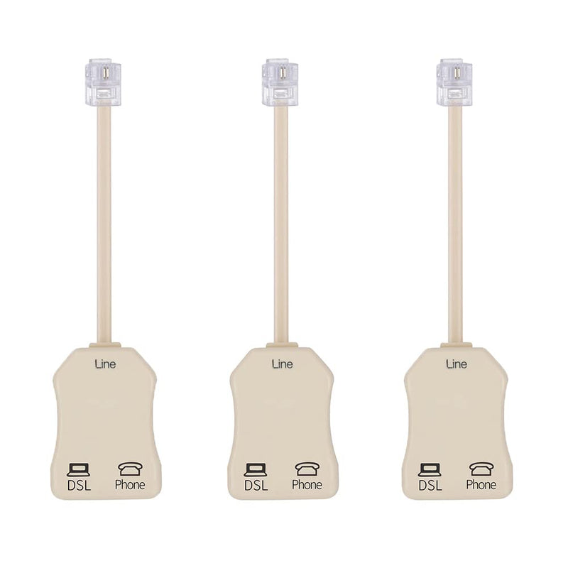 Antfly 3 PCS 2 Wire, 1 Line DSL Filter, with Built in Splitter, Phone Jack Splitter, in-line DSL Filter Splitter/in-line DSL Filter RJ11 6P2C Male to 2 Female Telephone Modem ADSL Splitter Filter