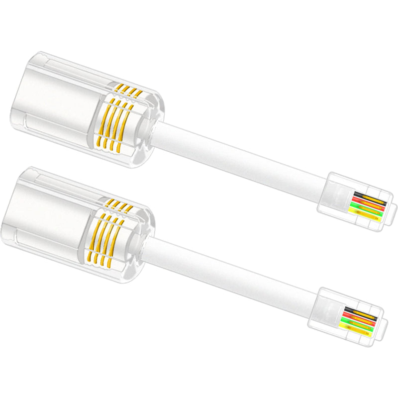 NECABLES (2 Pack) Phone Cord Detangler Telephone Cord Detangler Handset Cord Detangler Phone Swivel Cord RJ9 4P4C Male to Female for Desk Phone Landline White White 2 pcs