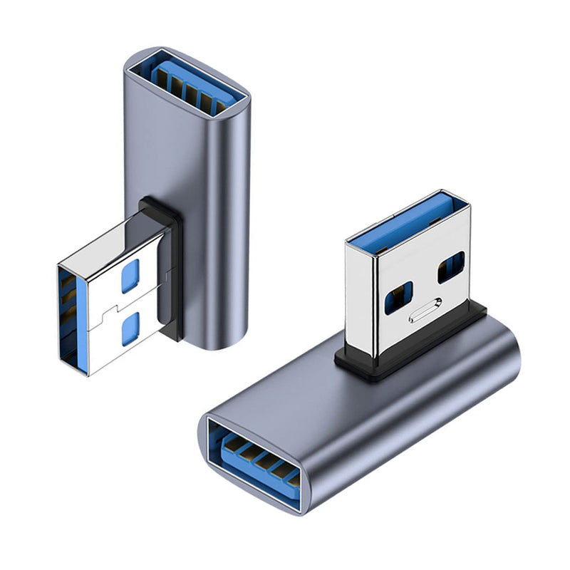 90 Degree USB 3.1 Adapter 2 Pack, AreMe Left Angle USB A Male to Female Converter Extender for PC, Laptop, USB A Charger, Power Bank and More