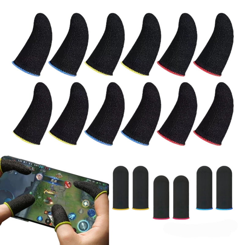 12 PCs Finger Sleeve for Mobile Gaming,Anti-Sweat Breathable Touch Screen, Thumb Gloves for Gaming, Thumb Socks for Gaming, Gaming Finger Sleeves, Washable & Re-Useable