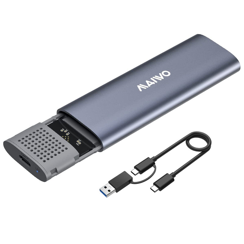 MAIWO M.2 NVME SSD Enclosure USB 3.2 Gen 2 (10 Gbps) to NVME PCI-E M-Key Adapter M.2 Solid State Drive External Enclosure Support UASP Trim Support NVMe PCIe 2230/2242/2260/2280 2TB