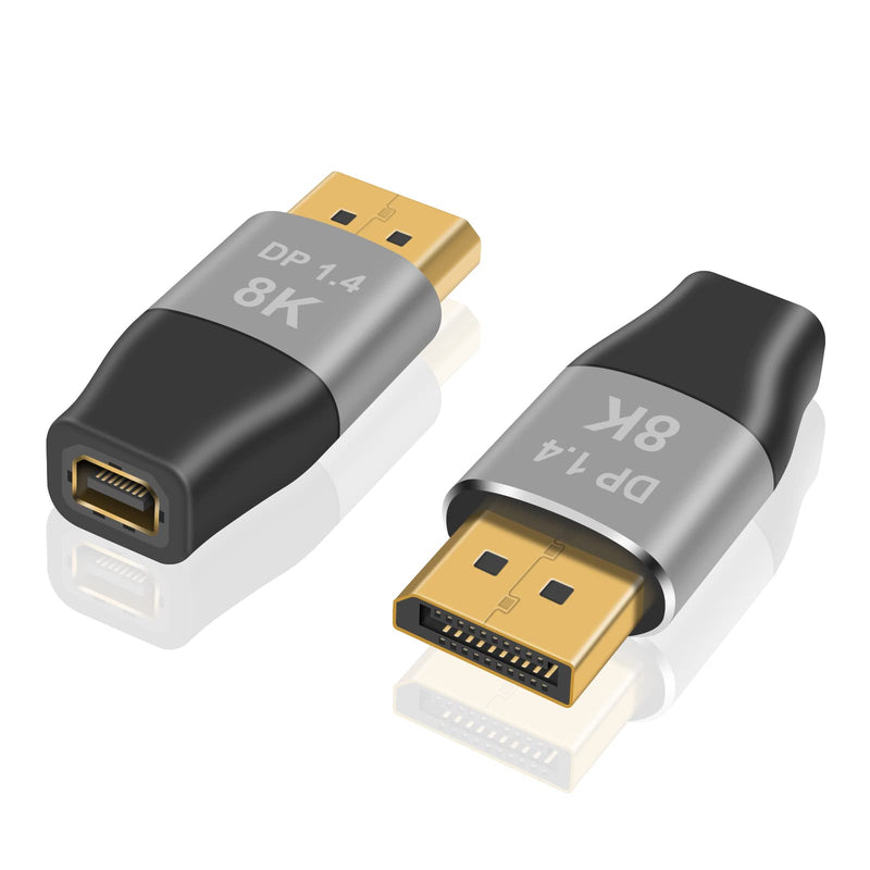 Duttek 8K DisplayPort to Mini DisplayPort Adapter 2 Pack , 32.4Gbps Mini DisplayPort to DisplayPort Adapter, DisplayPort Male to Mini Displayport Female Adapter Support Bi-Directional Transmission. 2Pack dp male to mini dp female