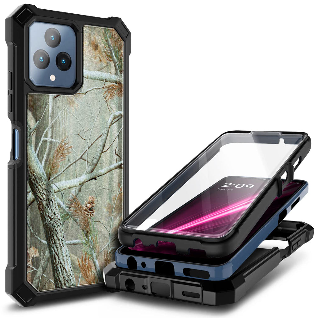 NZND Case for T-Mobile REVVL 6 5G with [Built-in Screen Protector], Full-Body Shockproof Protective Rugged Bumper Cover, Impact Resist Durable Phone Case (Camo) Camo