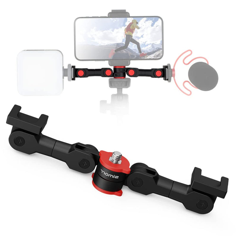 SmallRig Cold Shoe Mount Adapter Rotatable Dual Cold Shoe Extension Bracket Hot Shoe Mount Adapter for Led Light/Microphone 3483B