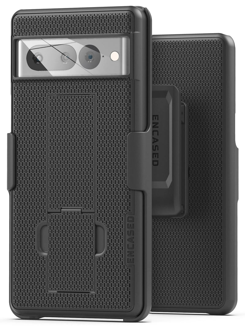 Encased DuraClip Designed for Google Pixel 7 PRO Case with Belt Clip and Kickstand Holster (Matte Black)
